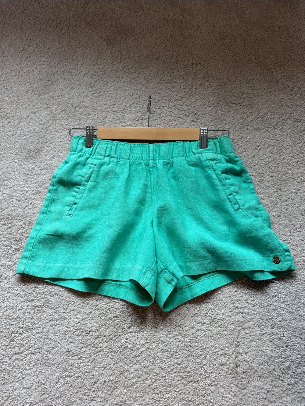 Lilly Pulitzer Lilo Teal 100% Linen Casual Shorts